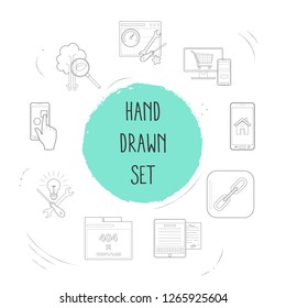 Set of webdesign icons line style symbols with creative services, link, home page and other icons for your web mobile app logo design.