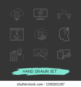 Set of webdesign icons line style symbols with log in page, website developing, data management and other icons for your web mobile app logo design.
