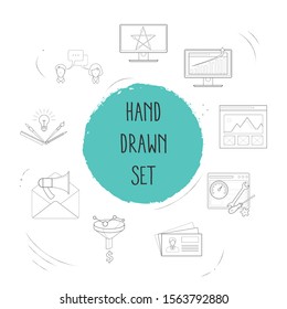Set of webdesign icons line style symbols with live chat, traffic growth, e-mail campaign and other icons for your web mobile app logo design.