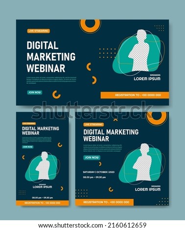 Set of webinar business banner. Layout template for stories, screen waiting on live video streaming and square banner for social media post. Digital marketing vector illustration.