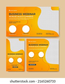 Set of webinar business banners. Layout templates for stories, thumbnail screens waiting for live video streams, and square banners for social media posts. Digital marketing vector illustration.