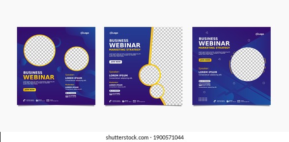 Set Of Webinar Business For Social Media Post. Modern Poster, Brochure Digital Banner Template On Square Size