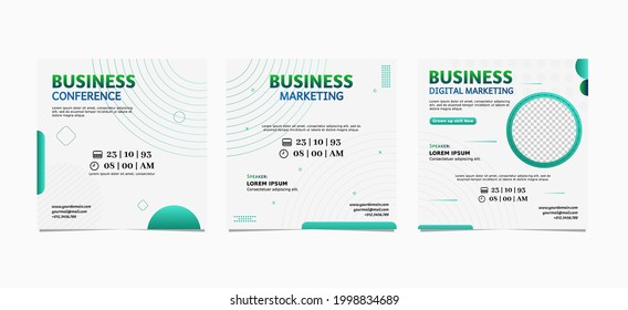 Set of webinar business for social media post. Modern poster suitable for business webinars, marketing webinars, online class programs, brochure digital banner template on square size.