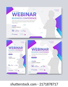 Set of webinar business for social media post. Layout templates for stories, thumbnail screens waiting for live video streams, and square banners for social media posts.