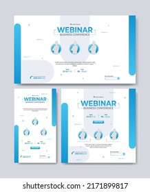 Set Of Webinar Business For Social Media Post. Layout Templates For Stories, Thumbnail Screens Waiting For Live Video Streams, And Square Banners For Social Media Posts.