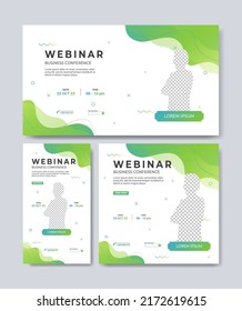 Set of webinar business for social media post. Layout templates for stories, thumbnail screens waiting for live video streams, and square banners for social media posts. Web banner, brochure, flyer