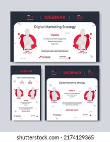 Set of webinar business for social media post. Layout templates for stories, thumbnail screens waiting for live video streams, and square banners for social media posts. Web banner, brochure, flyer