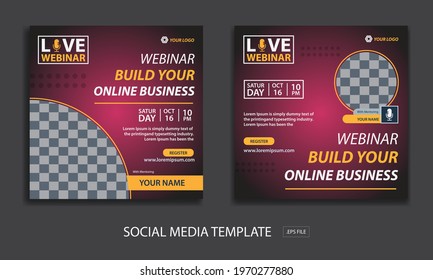  Set webinar social media post template, white color red