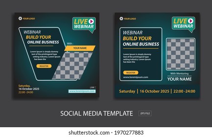  Set webinar social media post template, white color blue