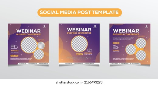 Establecer plantilla de publicación en redes sociales de seminarios web. vector eps 10.