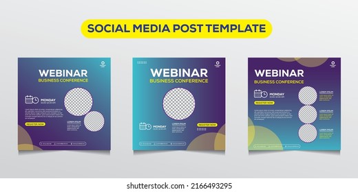 Set webinar social media post template. vector eps 10.