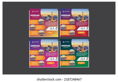 Establecer el diseño del concepto de plantilla de publicación en redes sociales mediante seminarios web. banner de promoción de marketing en línea.