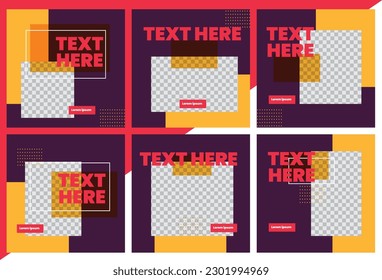 Set webinar social media post template concept design. online marketing promotion banner.
