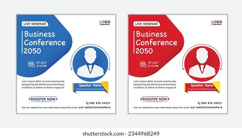 Set Webinar Social Media Post template concept design. Online marketing promotion banner.