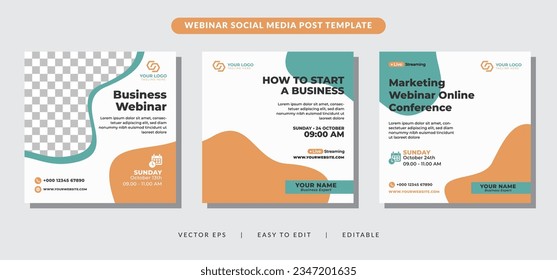 Set webinar social media post template concept design. online marketing promotion banner.
