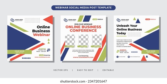 Establecer el diseño del concepto de plantilla de publicación en redes sociales mediante seminarios web. banner de promoción de marketing en línea.
