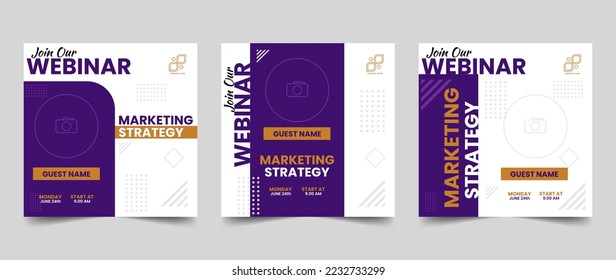 Set of webinar social media vector template. Social media template for webinar promotion