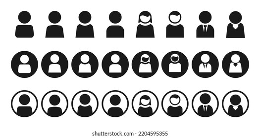 set of website or app user icons isolated on white background, vector illustration