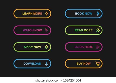 Set of website buttons. Vector illustration eps10