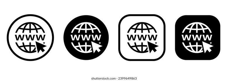 Set website click icons. Go to the website. Flat vector icon for apps and websites.