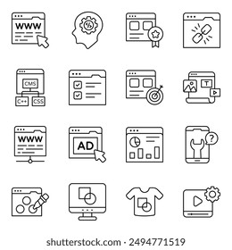 Set of Website Designing Linear Icons


