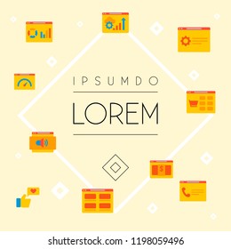 Set of website development icons flat style symbols with website optimization, contact page, pricing page and other icons for your web mobile app logo design.