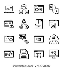 Conjunto de iconos de estilo de línea de Sitio web y dominio 