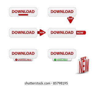 Set of website download buttons.Vector illustration.
