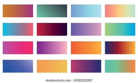 Set of website gradient color shades UI elements bright color swatches palette background 