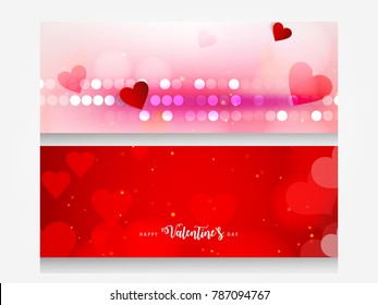 Set of website header / social media banner of Happy Valentines Day with handwritten text, isolated on love based theme background can be used as valentine love greeting card,header, banner ,template