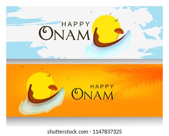 Set of Website Headers for Happy Onam.