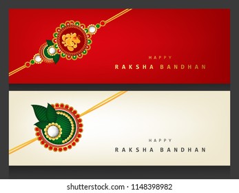 Set of Website Headers for Hindu Festival Rakhi, Happy Raksha Bandhan.