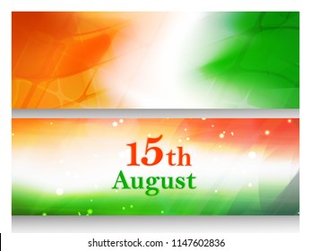 Set of Website Headers for India Independence Day, Abstract Creative Background.