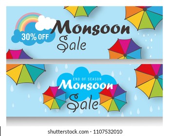 Set of Website Headers for Monsoon Sale.