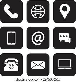 Set of Website icon, Communication icon symbol, Contact information icons. Vector. 