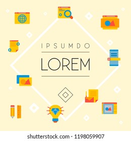 Set of website icons flat style symbols with design software, design tool, web browser and other icons for your web mobile app logo design.