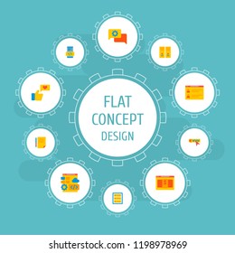 Set of website icons flat style symbols with mobile app coding, web development, server and other icons for your web mobile app logo design.