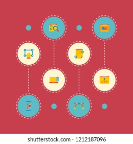 Set of website icons flat style symbols with website structure, mobile apps, website testing and other icons for your web mobile app logo design.
