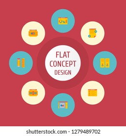 Set of website icons flat style symbols with project brief, website analytics, website audio and other icons for your web mobile app logo design.