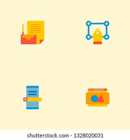 Set of website icons flat style symbols with mobile login, website image, branding icons for your web mobile app logo design.