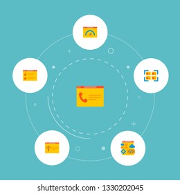 Set of website icons flat style symbols with team page, error page, contact page and other icons for your web mobile app logo design.