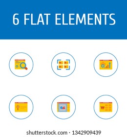 Set of website icons flat style symbols with error page, portfolio, website testing and other icons for your web mobile app logo design.