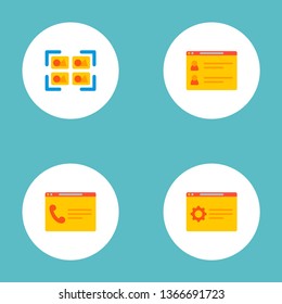 Set of website icons flat style symbols with team page, support page, contact page and other icons for your web mobile app logo design.