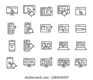 set of website icons, such as web, browser, network, writing, blogger