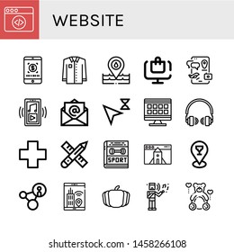 Set of website icons such as Web coding, Smartphone, Shirt, Placeholder, Online order, Music player, Email, Cursor, Grid, Headphones, Cross, Pencil, Sport, Website, Promotion , website