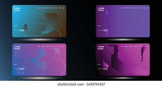 Set Website Landing Page with gradient colorful Background. Modern design. Easy editable For landing page, banner, website, homepage, card, ui, or apps. Vector illustration