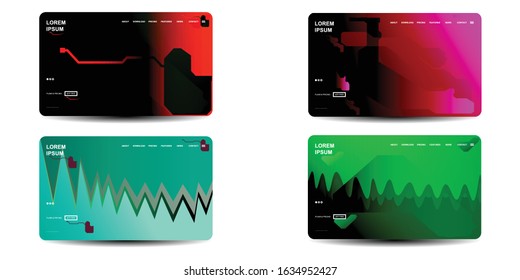 Set Website Landing Page with gradient colorful Background. Modern design. Easy editable For landing page, banner, website, homepage, card, ui, or apps. Vector illustration