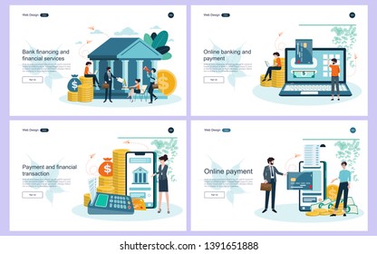 Set of  for website and landing page template for online banking.internet banking,financial transaction management.Vector illustration.