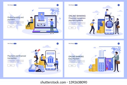 Set of  for website and landing page template for online banking.internet banking,financial transaction management.Vector illustration.