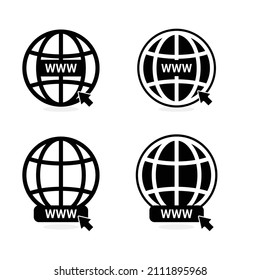 Set Of Website Logo With Cursor Icon On White Background. Vector Illustration
